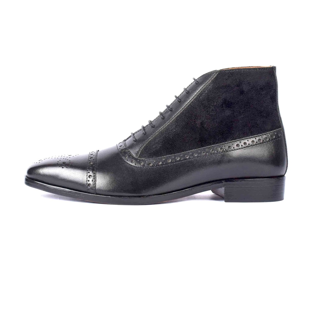 Black Wing Tip Semi Brogue Boot (UENT-MW-4|MIS/1)