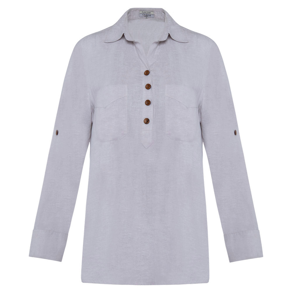 Women's Pure Linen Top (LIN-1236|A1582|FOLA)
